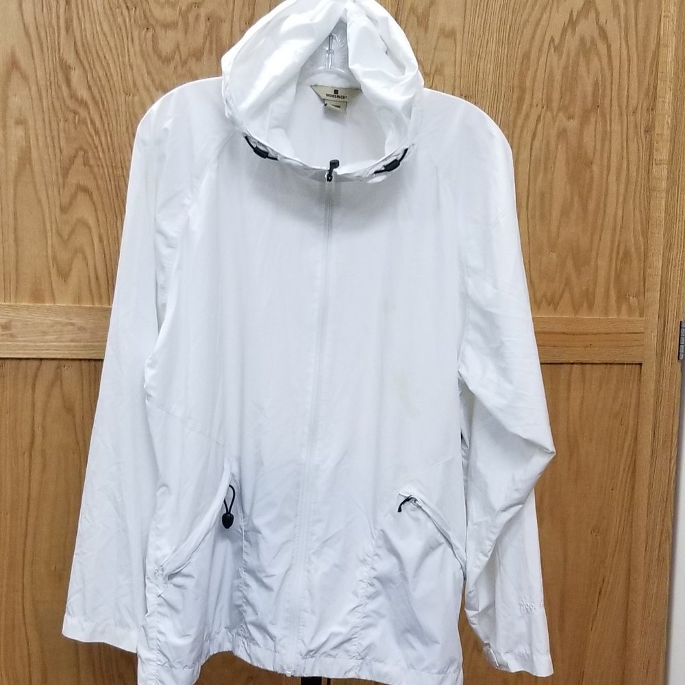 WOOLRICH Womens XL White Hooded Windbreaker
